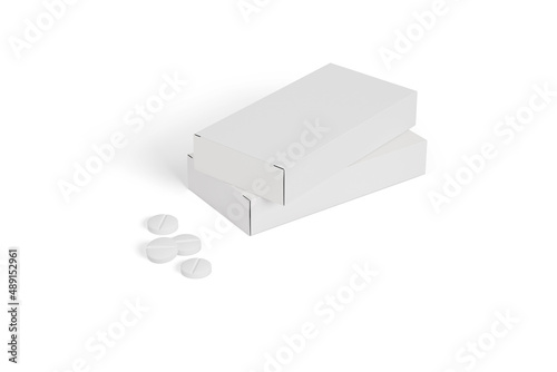 Obraz na plátně Empty Blank White Package Box for Blister of Pills Isolated on white Background