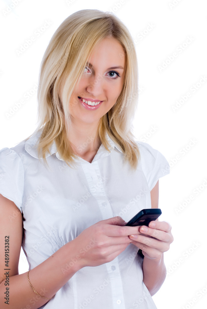 Young pretty woman with mobile phone Young pretty woman with mobile phone