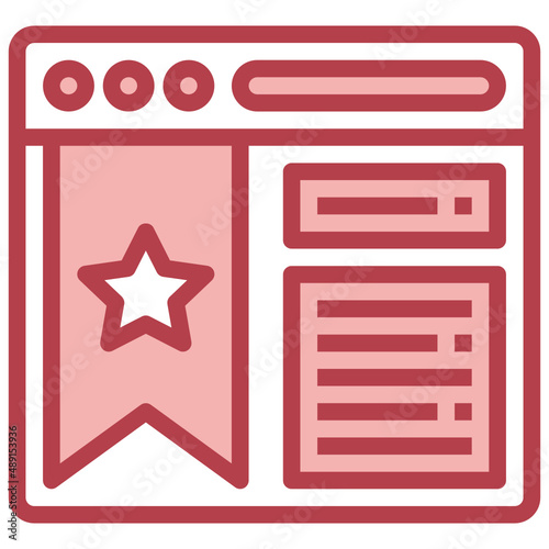 BOOK MARK red line icon,linear,outline,graphic,illustration