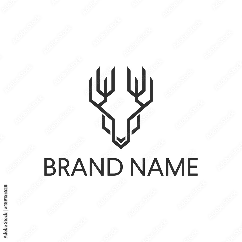Deer Head Logo Design Vector. Stylized geometric shape deer logotype template Deer Head Logo Design Vector. Stylized geometric shape deer logotype template