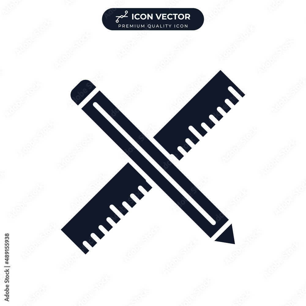 pencil and ruler icon symbol template for graphic and web design collection logo vector illustration