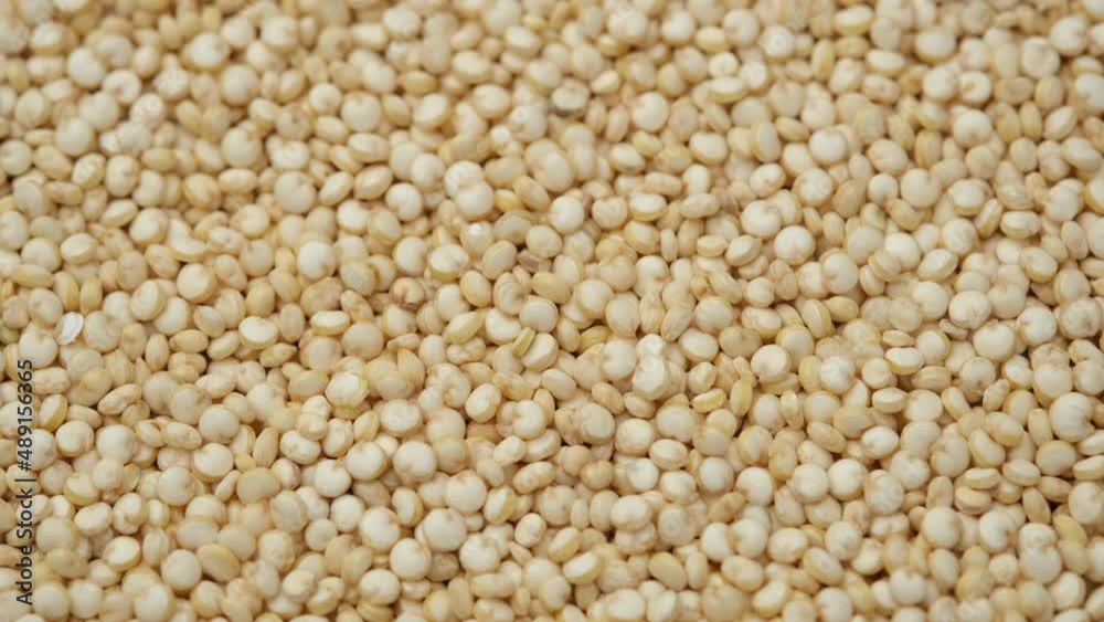 Superfood quinoa seeds close up, rotation. 4K UHD footage Superfood quinoa seeds close up, rotation. 4K UHD footage
