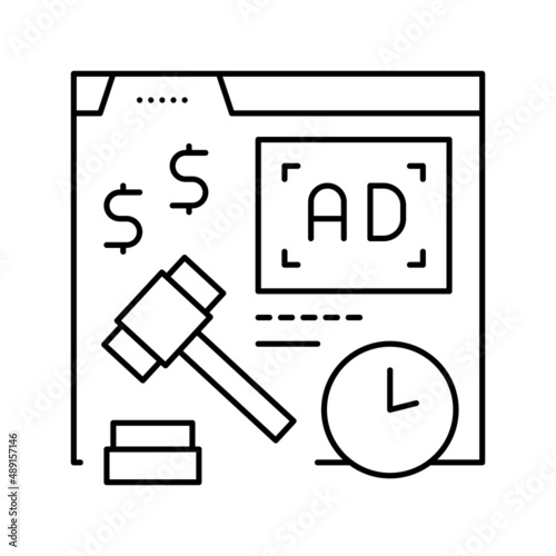 real time bidding line icon vector illustration