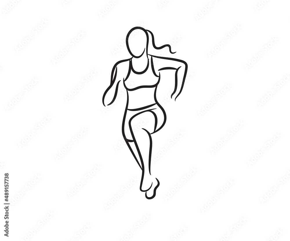 hand drawn female runner illustration