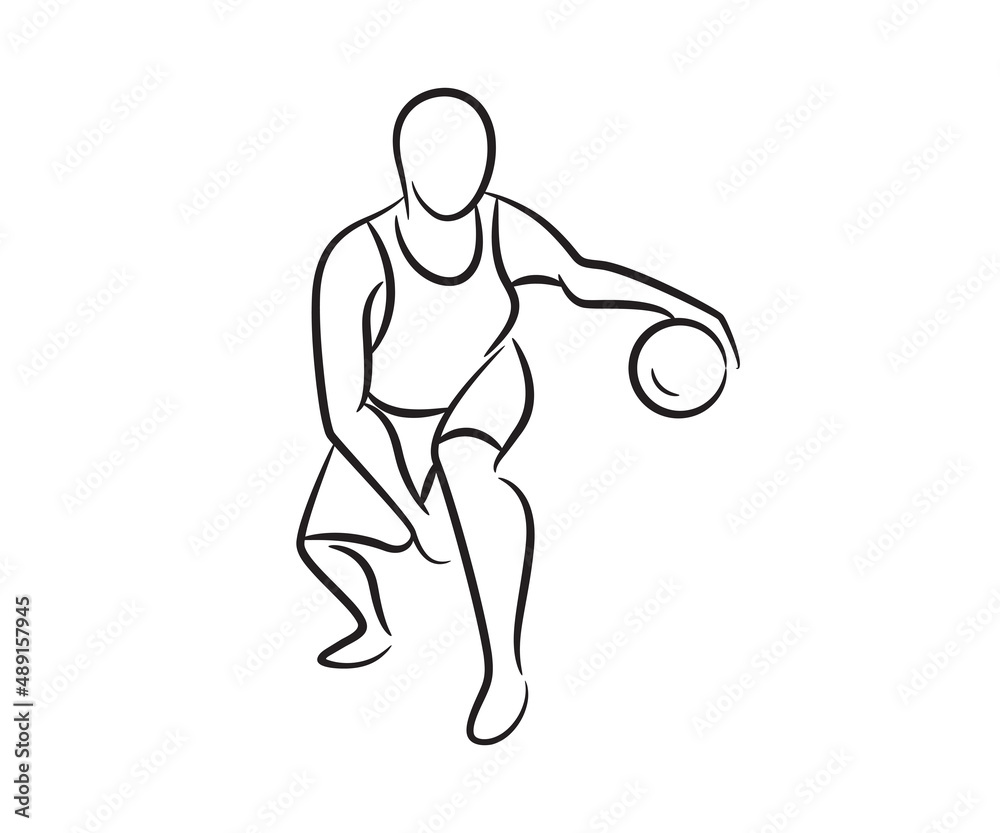 hand drawn basketball player line illustration hand drawn basketball player line illustration