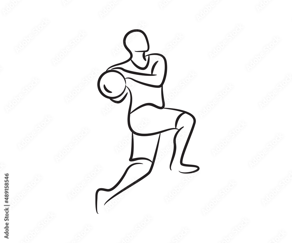 hand drawn basketball player line illustration hand drawn basketball player line illustration