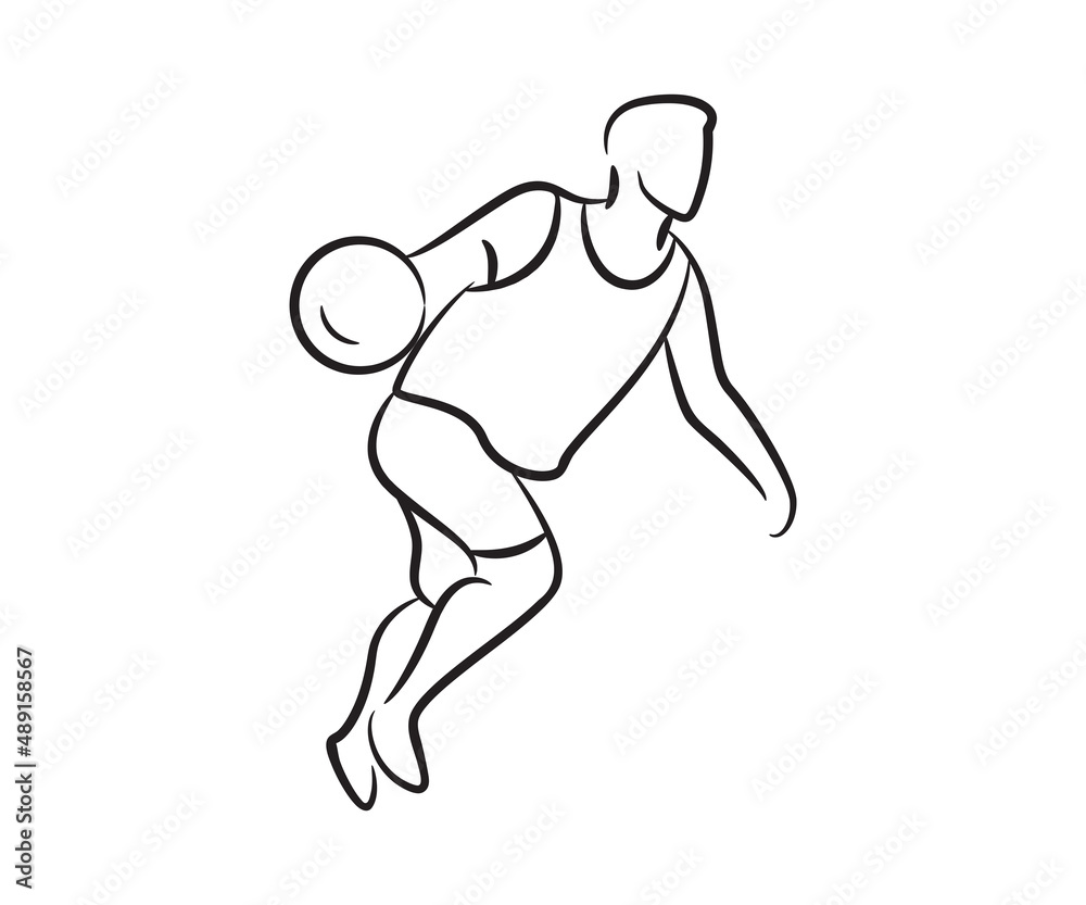 hand drawn basketball player line illustration hand drawn basketball player line illustration