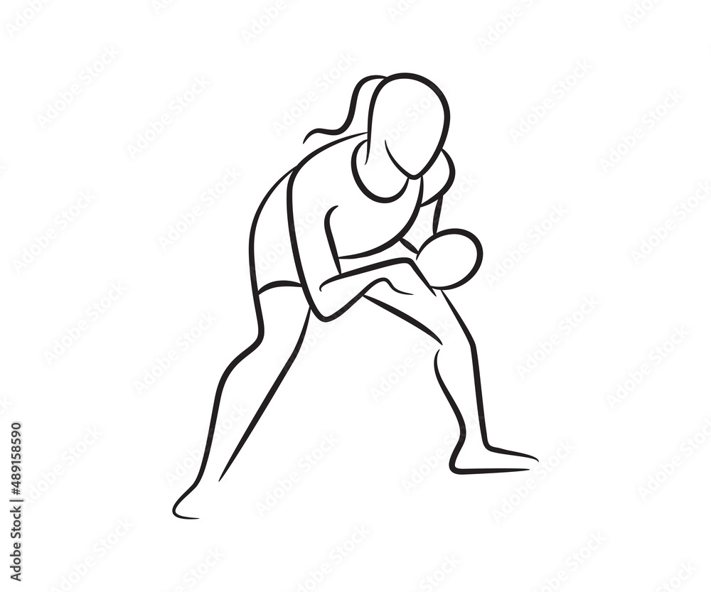 Fototapeta premium hand drawn female table tennis player illustration