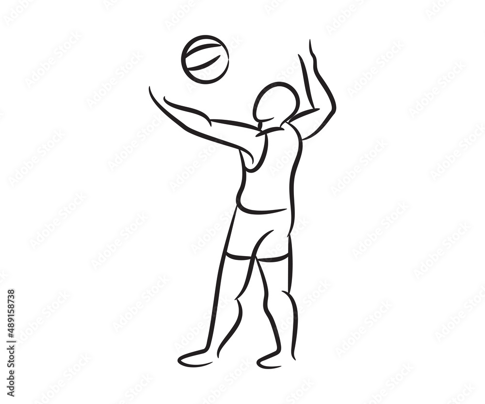 Fototapeta premium volleyball player sketch line illustration