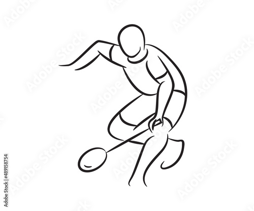 badminton player hand drawn and sketch illustration