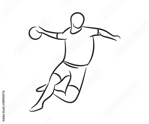 handball player sketch line illustration