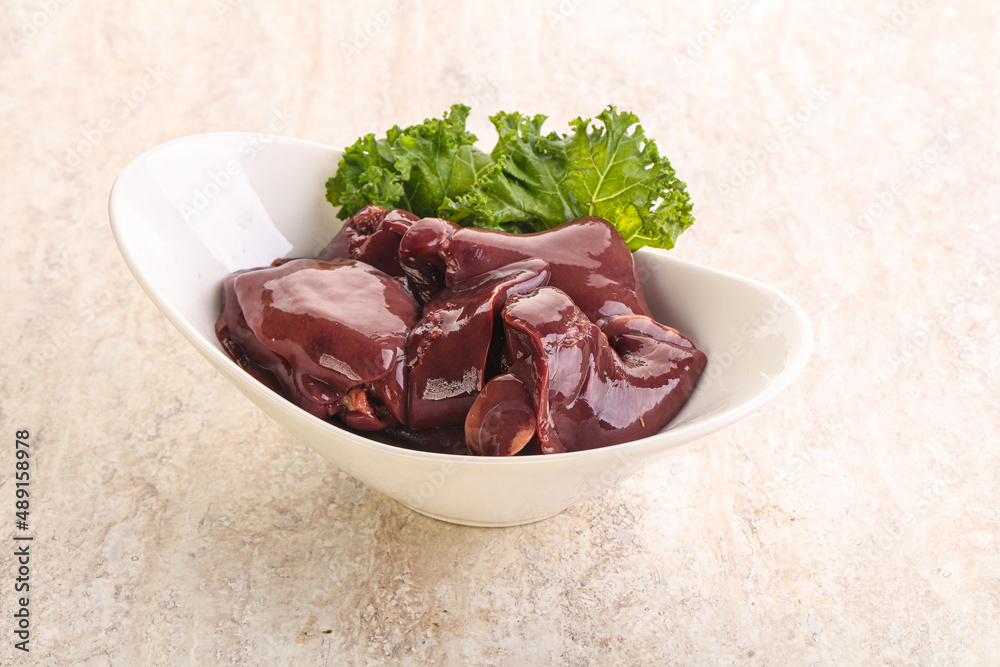 Raw chicken liver in the bowl Raw chicken liver in the bowl