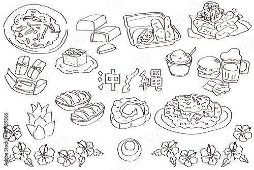 Wallpaper Mural 手描きの沖縄イラストセット　線画 Torontodigital.ca