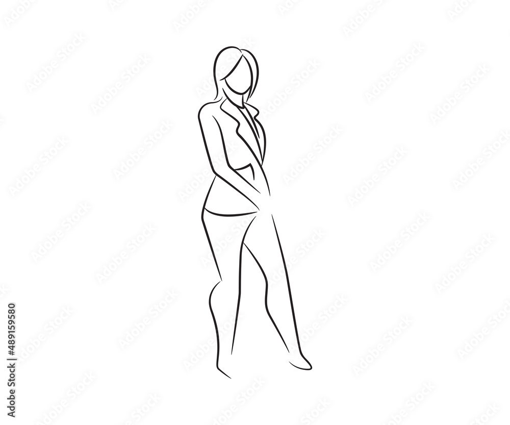 hand drawn businesswoman line illustration hand drawn businesswoman line illustration