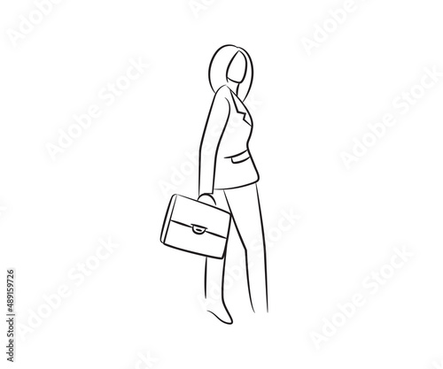 hand drawn businesswoman line illustration