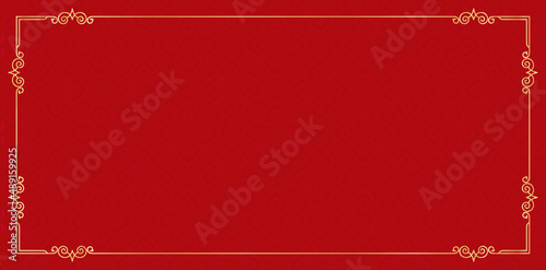 red or maroon color background with a frame for text, applicable for greeting card, wedding invitation, website banner design, wallpaper oriental design, certificate, menu book in a classic restaurant
