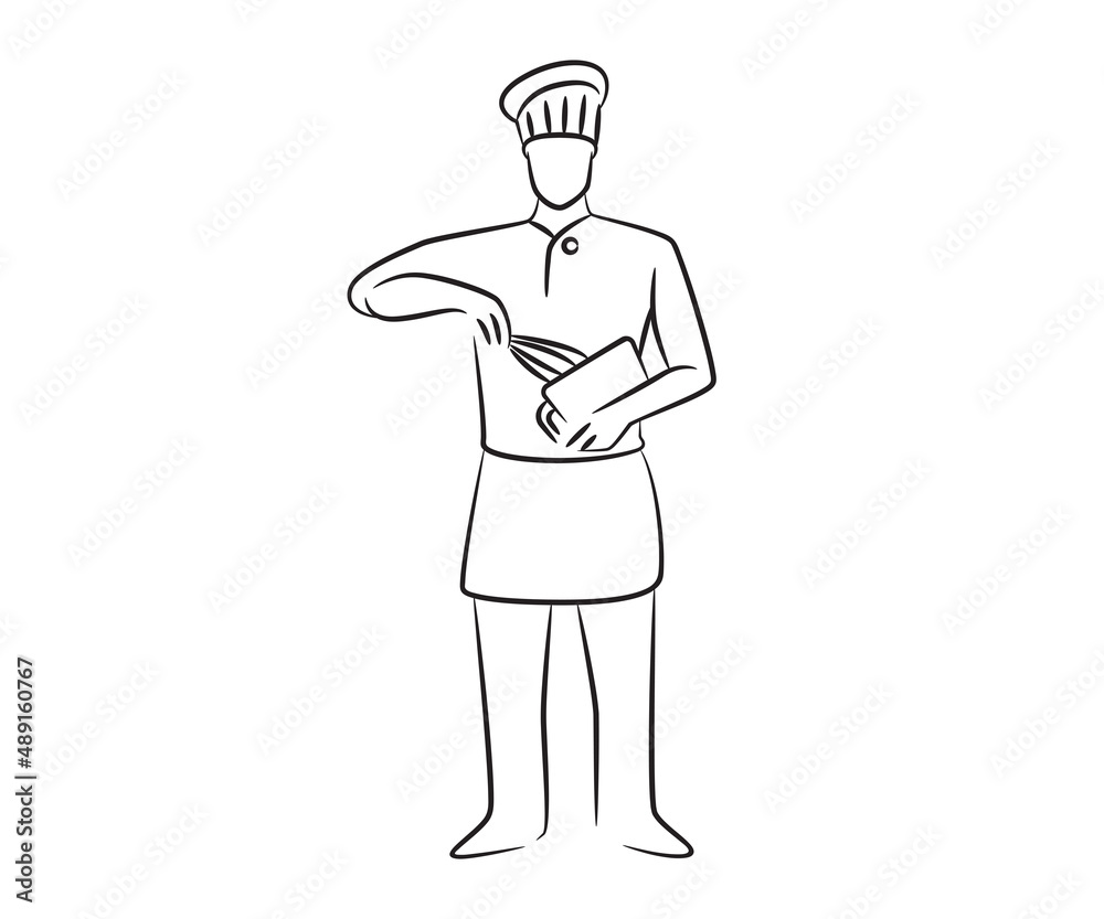 chef character sketch line illustration chef character sketch line illustration