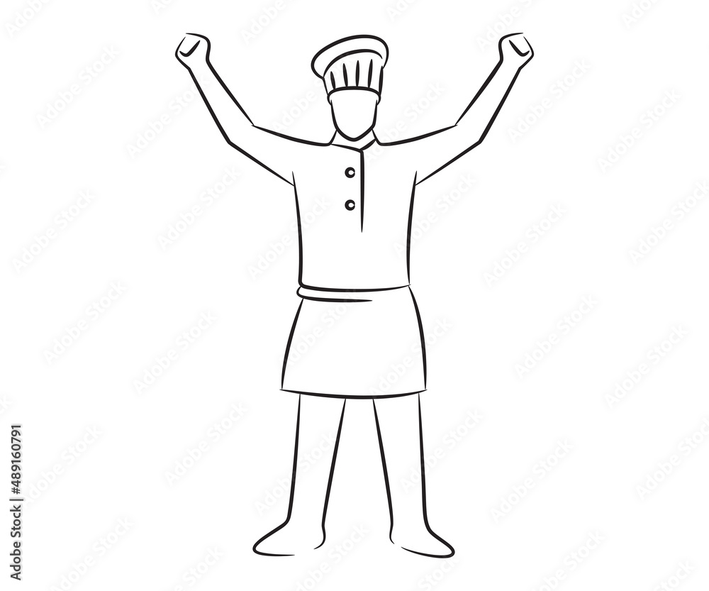 chef character sketch line illustration