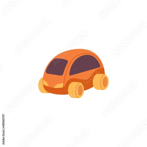 Toy car icon. kids mini auto, road transport for playing. Childrens automobile, little minicar. Flat vector illustration isolated on white background