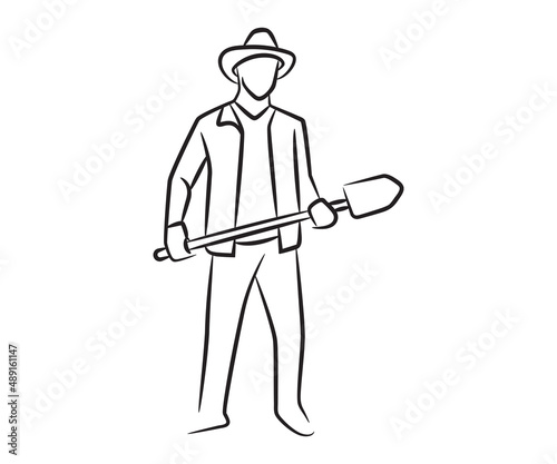 hand drawn and sketch farmer illustration