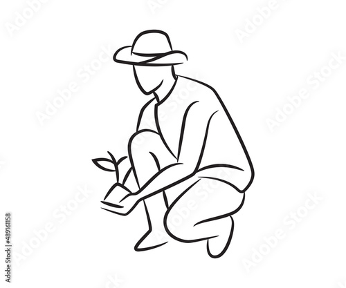 hand drawn and sketch farmer illustration
