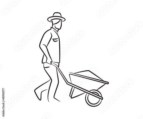 hand drawn and sketch farmer illustration