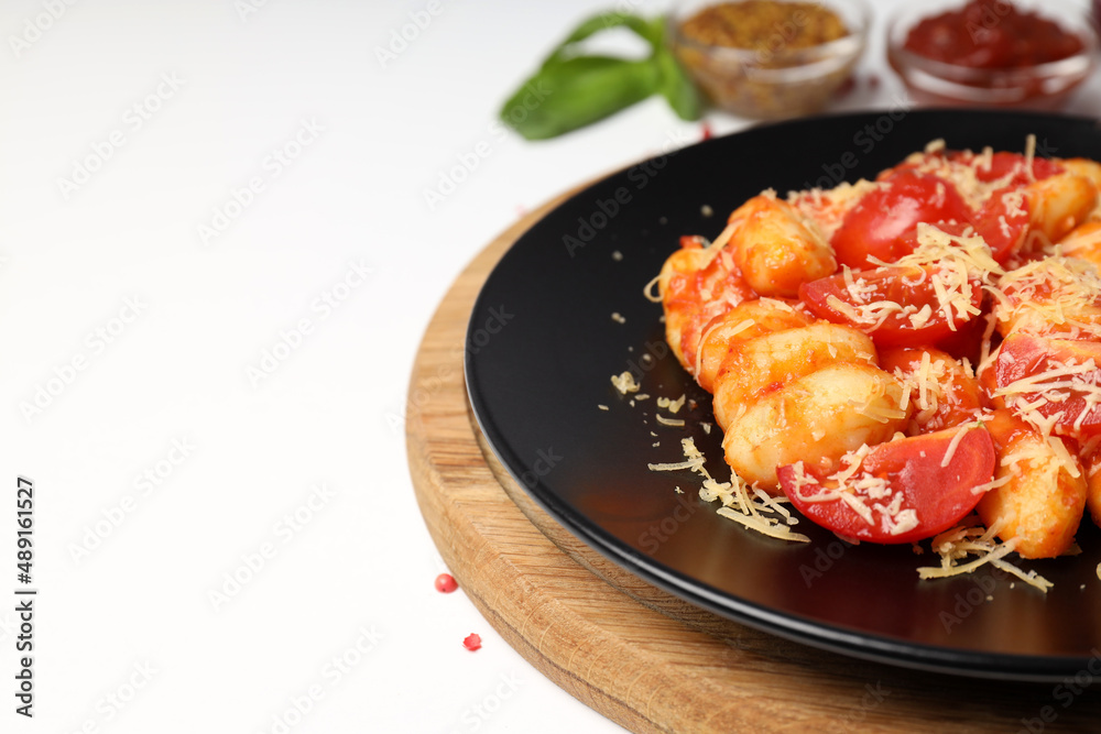 Concept of tasty food with gnocchi, space for text Concept of tasty food with gnocchi, space for text