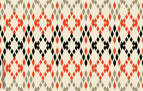 Beautiful ethnic kat art. Seamless rhombus pattern in tribal, folk embroidery chevron style. Ogee geometric art ornament print. Design for carpet, wallpaper, clothing, wrapping, fabric.