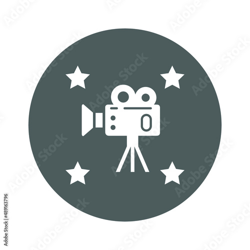 Film, photography, videography icon. Gray vector sketch.