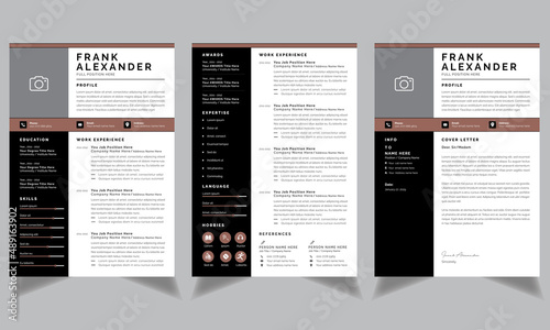 Creative Resume Template and Cover Letter with Black Sidebar Accent Design Vector 