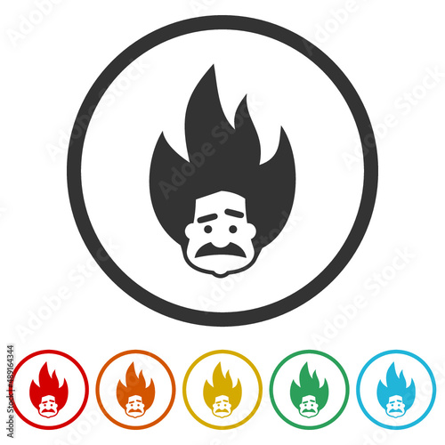 Professor scientist ring icon, color set