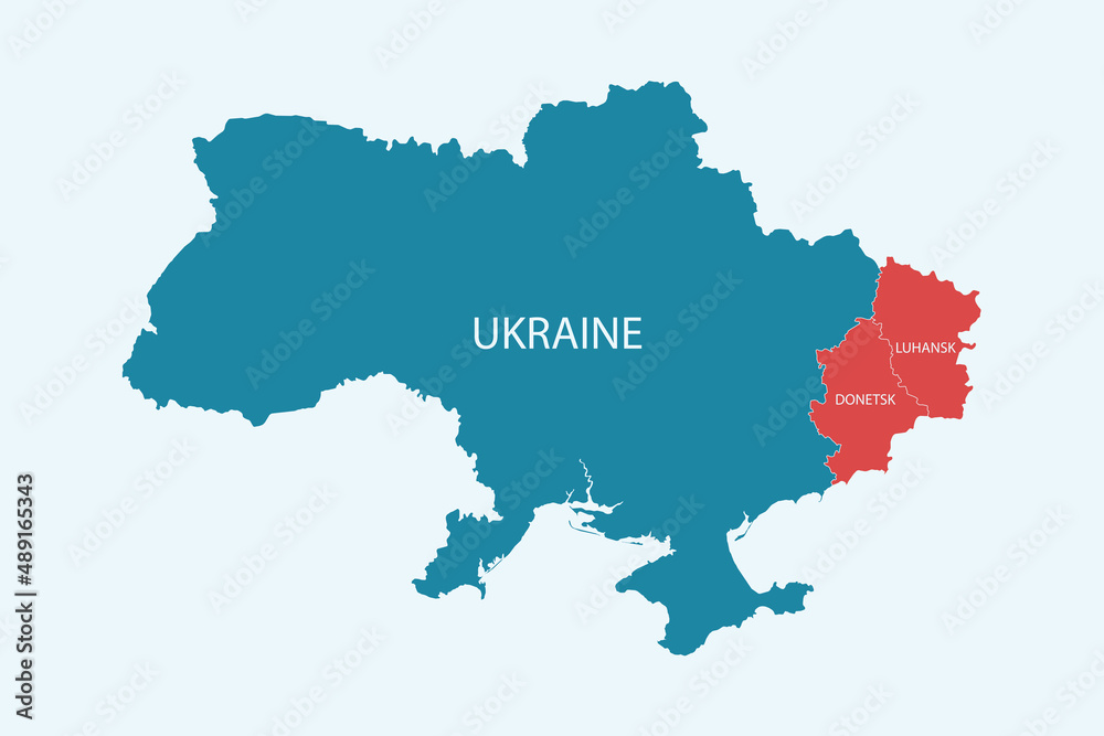 Ukraine MAp with Donetsk and Luhansk regions illustration vector