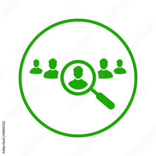 Find, talent, search icon. Green vector sketch.