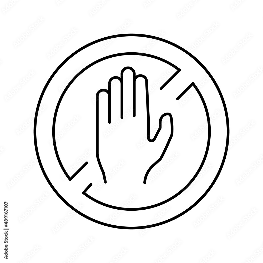 do not touch crossed out sign line icon vector illustration do not touch crossed out sign line icon vector illustration