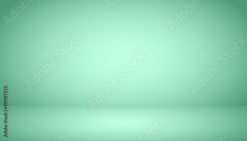 Abstract background. The studio space is empty. With a smooth and soft green color