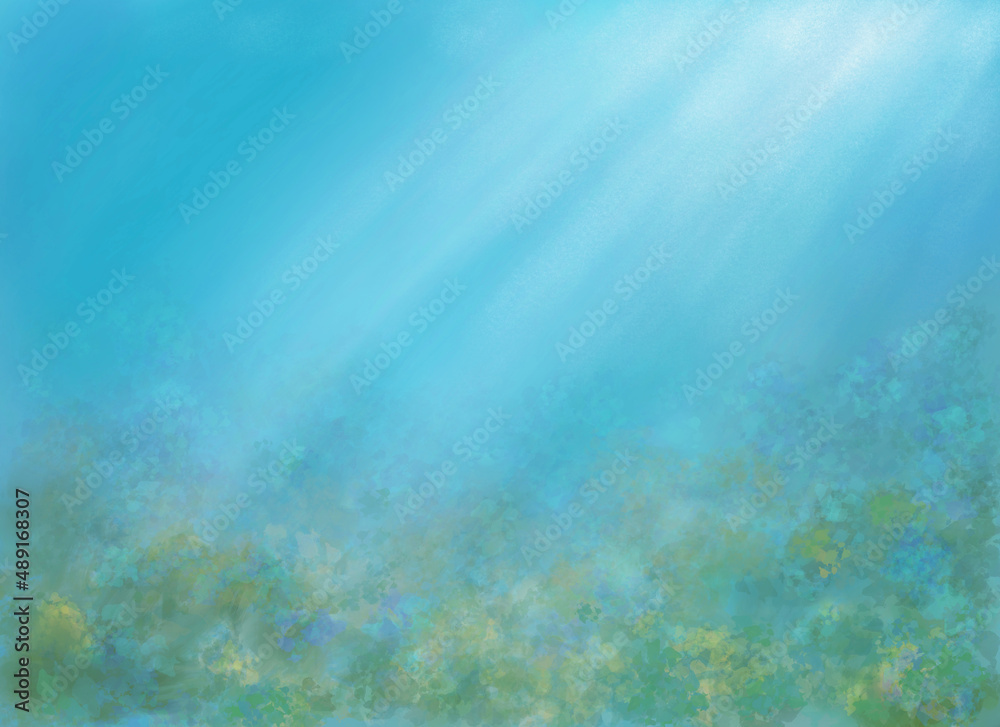 painted underwater view with sunbeams