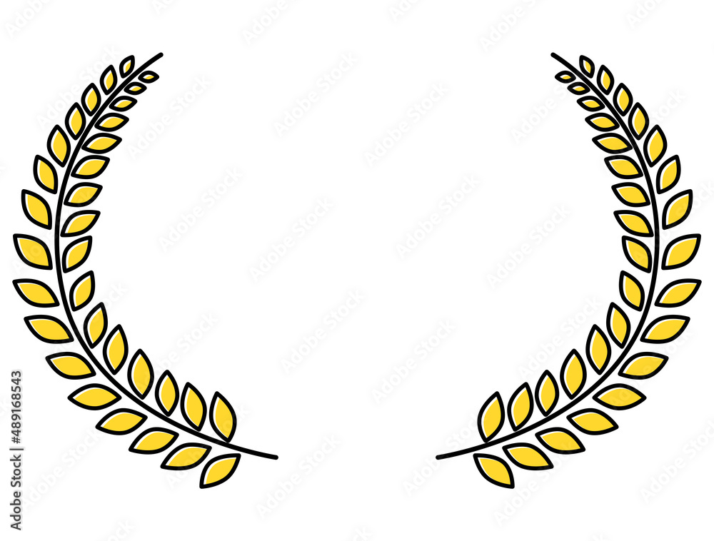 Obraz premium かわいい月桂冠 横長フレーム 黄色 イラスト素材