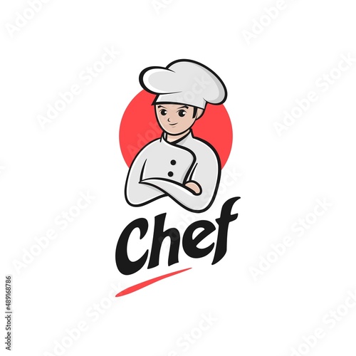 Chef cartoon logo design vector illustration