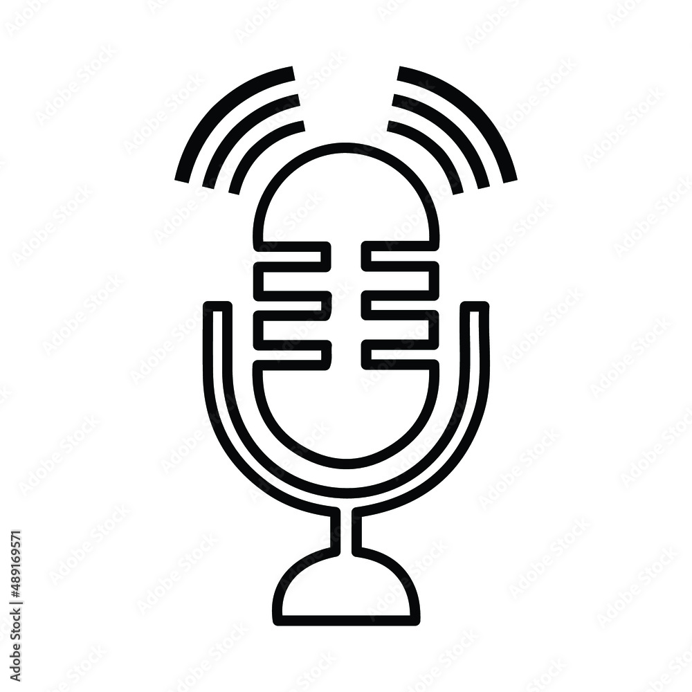 Microphone, audio, mic, mike outline icon. Line vector design.