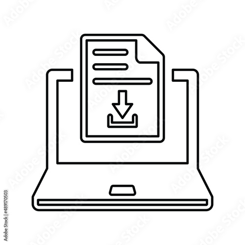 Online, download, file line icon. Outline vector.