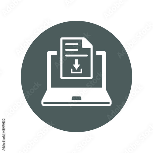 Online, download, file icon. Gray vector sketch.