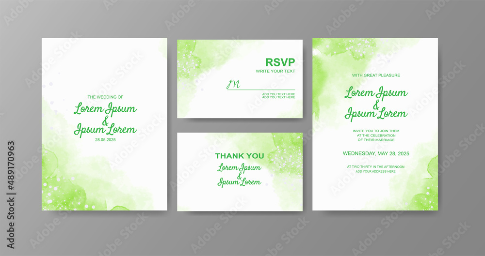 Wedding invitation with abstract watercolor background