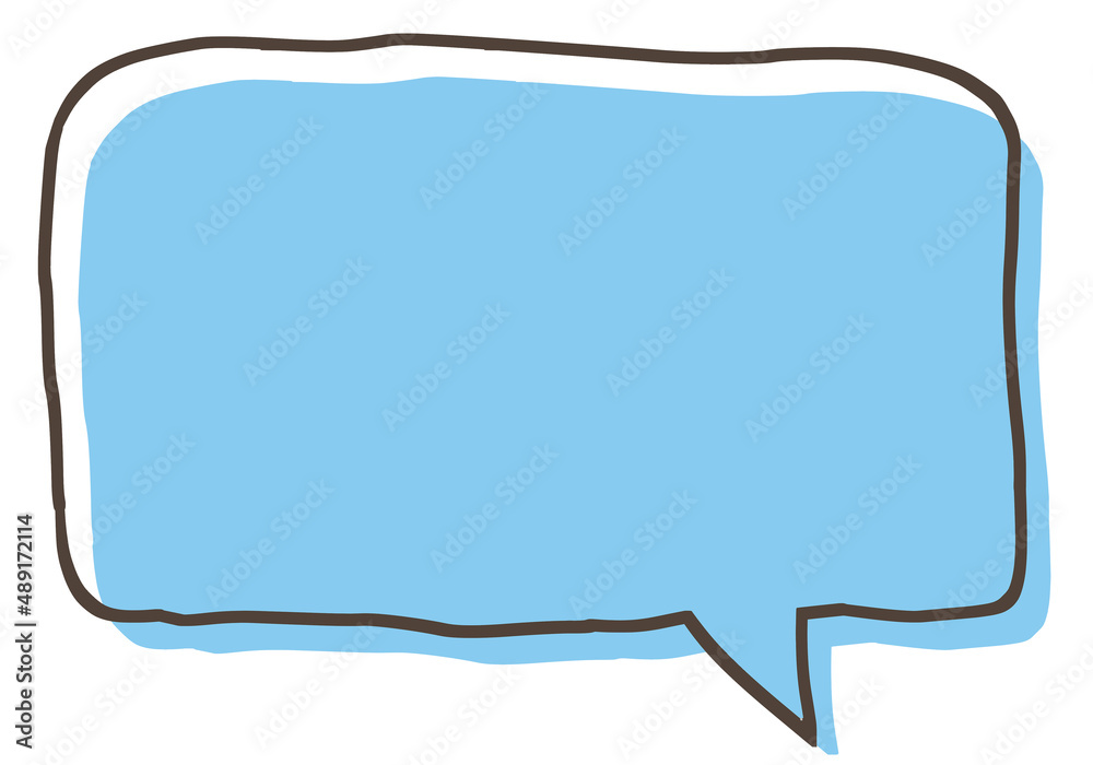 Hand-drawn square speech bubble, blue Hand-drawn square speech bubble, blue