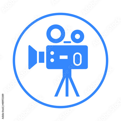 Video, Production icon. Blue vector design.