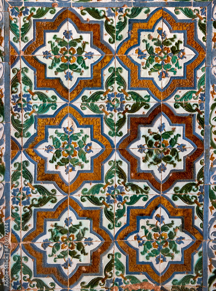 Mauer mit Fliesen, Muster, Andalusien, Alhambra