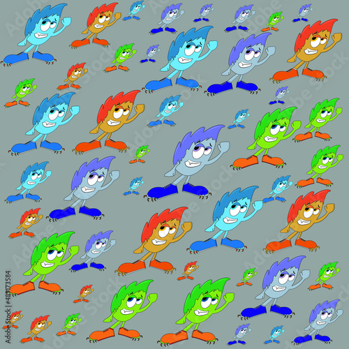 Childish pattern with cute monsters. Idea for kids clothing, fabric, textile, baby decoration, wrapping paper