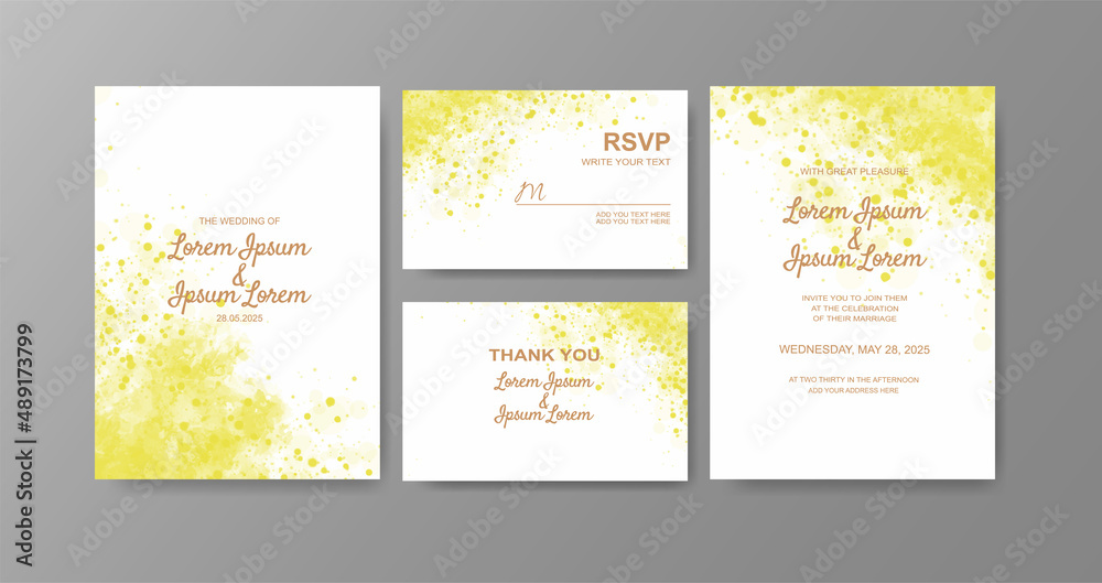 Wedding invitation with abstract watercolor background