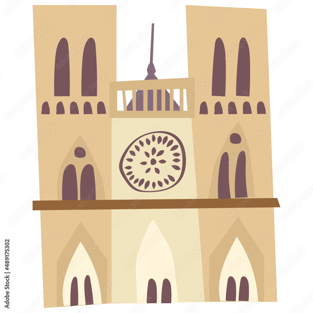 Notre-Dame de Paris vector illustration in flat color design