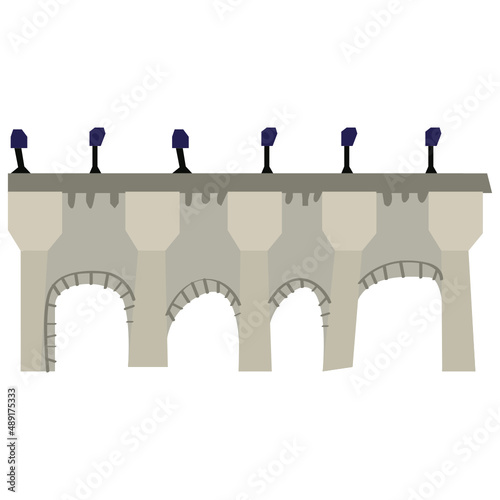 Pont Neuf vector illustration in flat color design