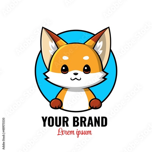 Fox Logo, Cute Fox brand mascots logo character, Animal Logo, Circle Logo, Cute Fox illustration Vector